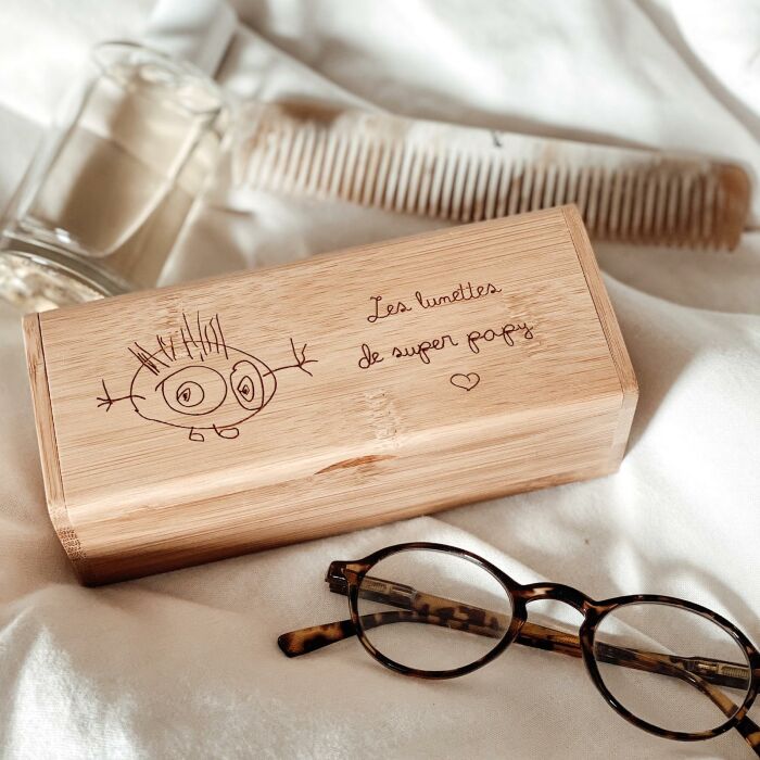 Boîte à lunettes personnalisée bois gravé