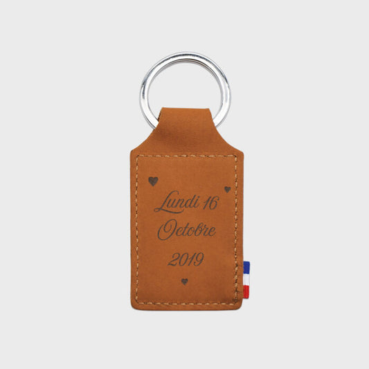 Porte-clés personnalisé gravé cuir rectangle