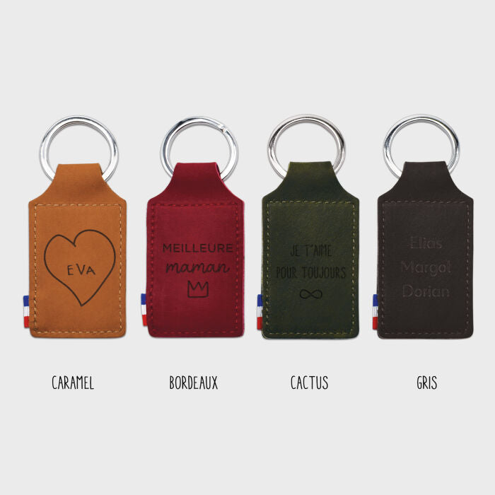 Porte-clés personnalisé gravé cuir rectangle