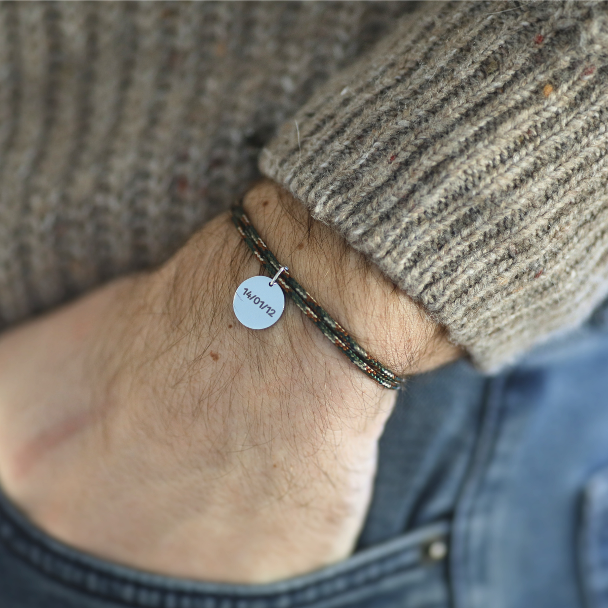 Bracelet double cordon - Camouflage "Argent"