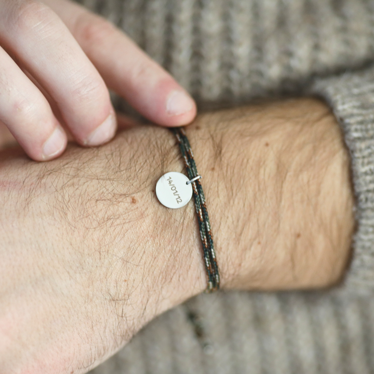 Bracelet double cordon - Camouflage "Argent"