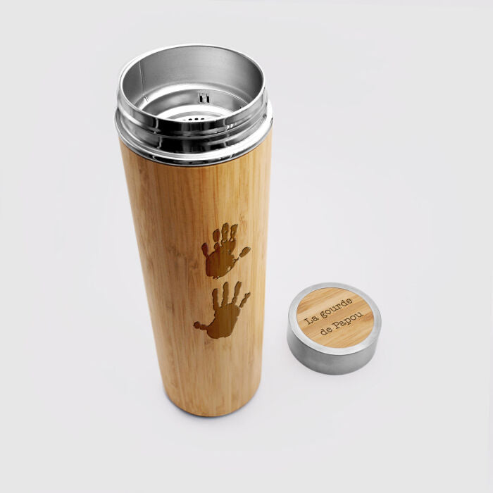 Gourde isotherme personnalisée bambou 500 ml