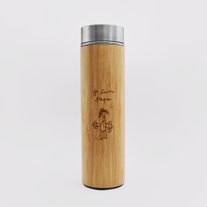 Gourde isotherme personnalisée bambou 500 ml