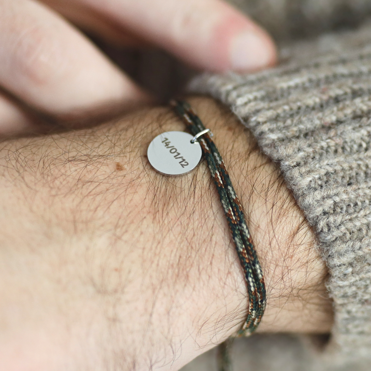 Bracelet double cordon - Camouflage "Argent"