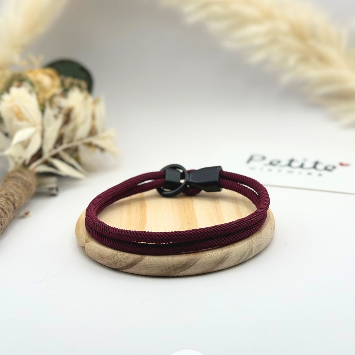 Bracelet à double cordon 5 mm – bordeaux