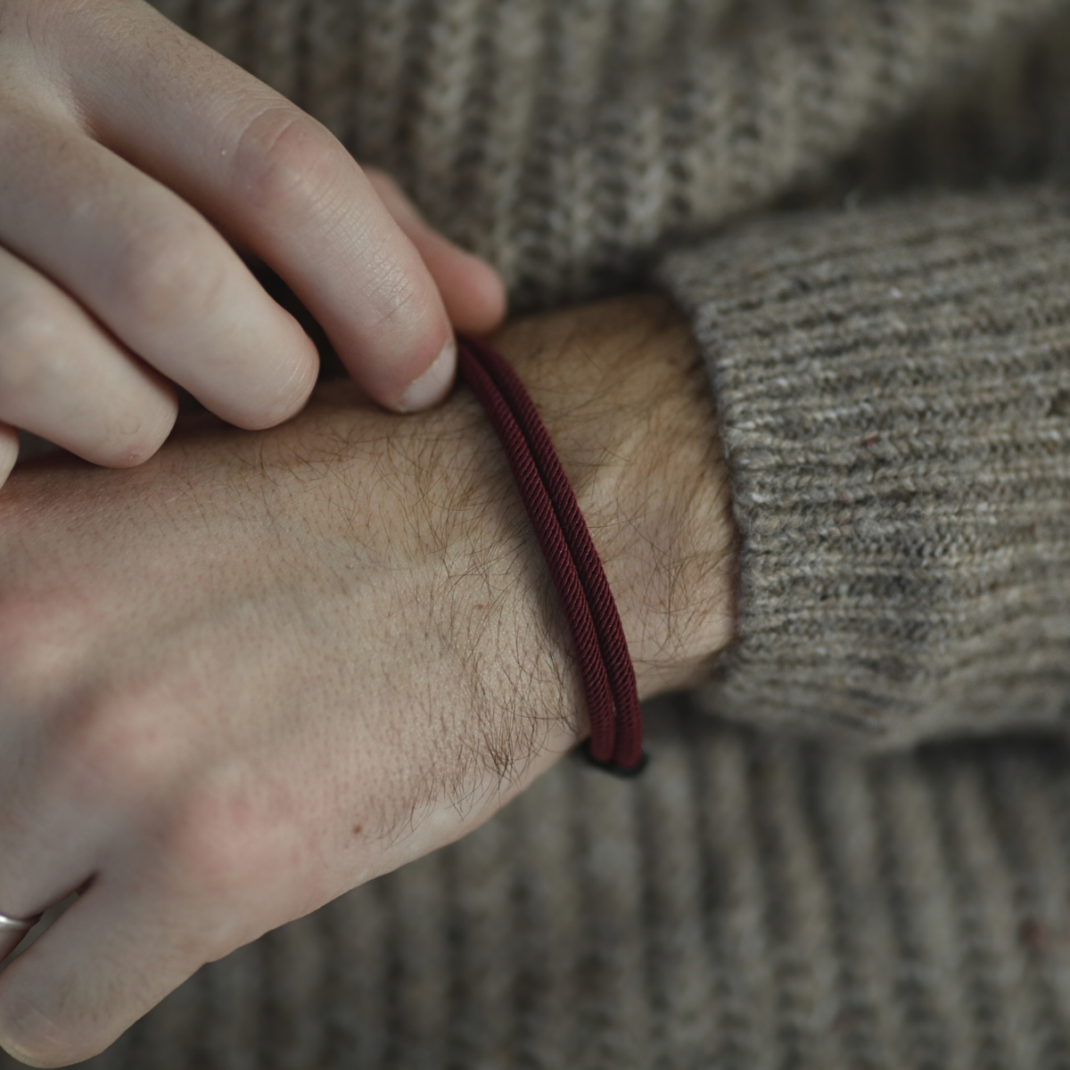 Bracelet à double cordon 5 mm – bordeaux