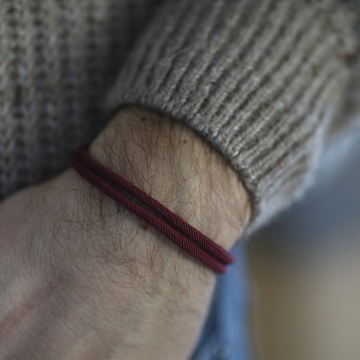 Bracelet à double cordon 5 mm – bordeaux