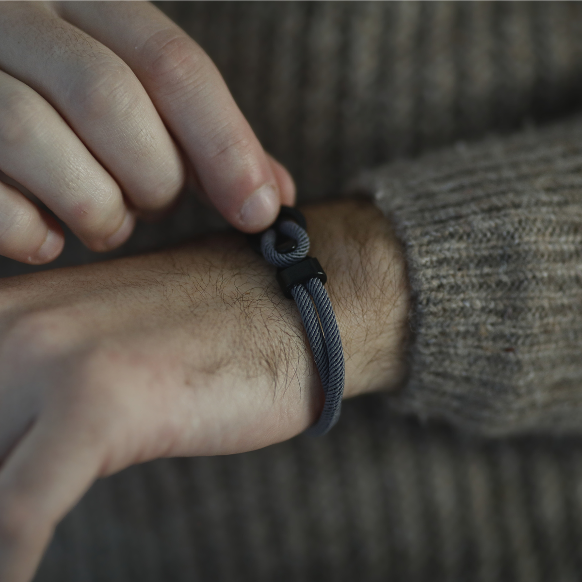 Bracelet à double cordon 5 mm – Gris