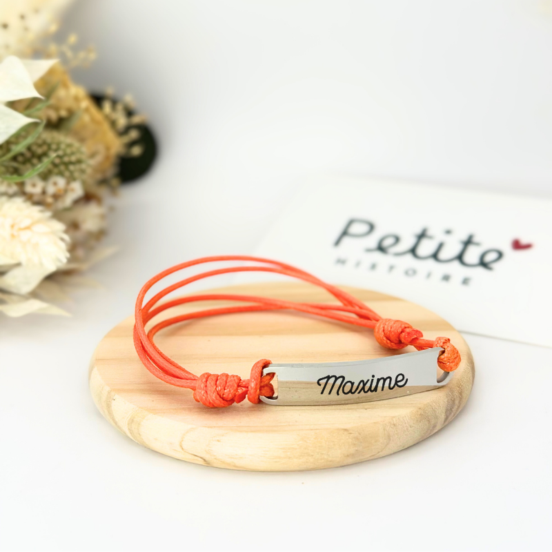 Bracelet gourmette personnalisé – Orange "Argent"