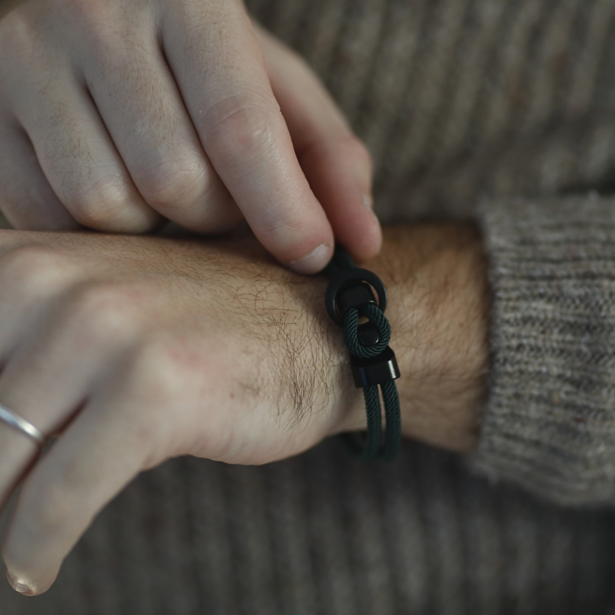 Bracelet à double cordon 5 mm – Vert canard