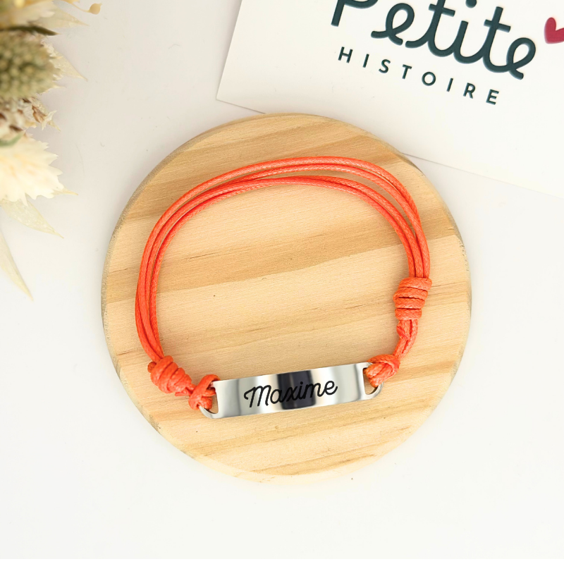 Bracelet gourmette personnalisé – Orange "Argent"