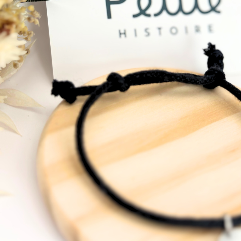 Bracelet en tissu “noir obscur” – Plaqué or