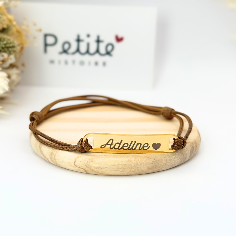 Bracelet gourmette personnalisé – Marron "Plaqué or"