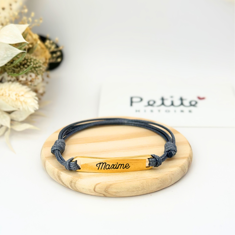 Bracelet gourmette personnalisé – Gris"Plaqué or"