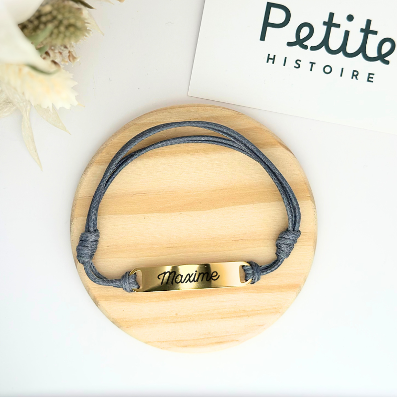 Bracelet gourmette personnalisé – Gris"Plaqué or"