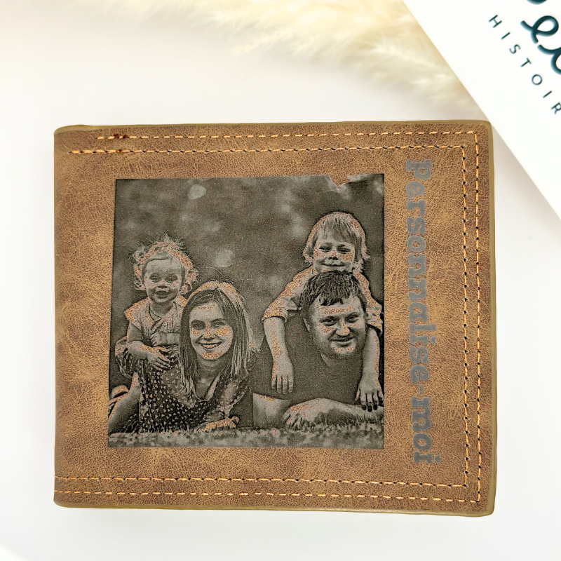 Portefeuille en daim personnalisé marron