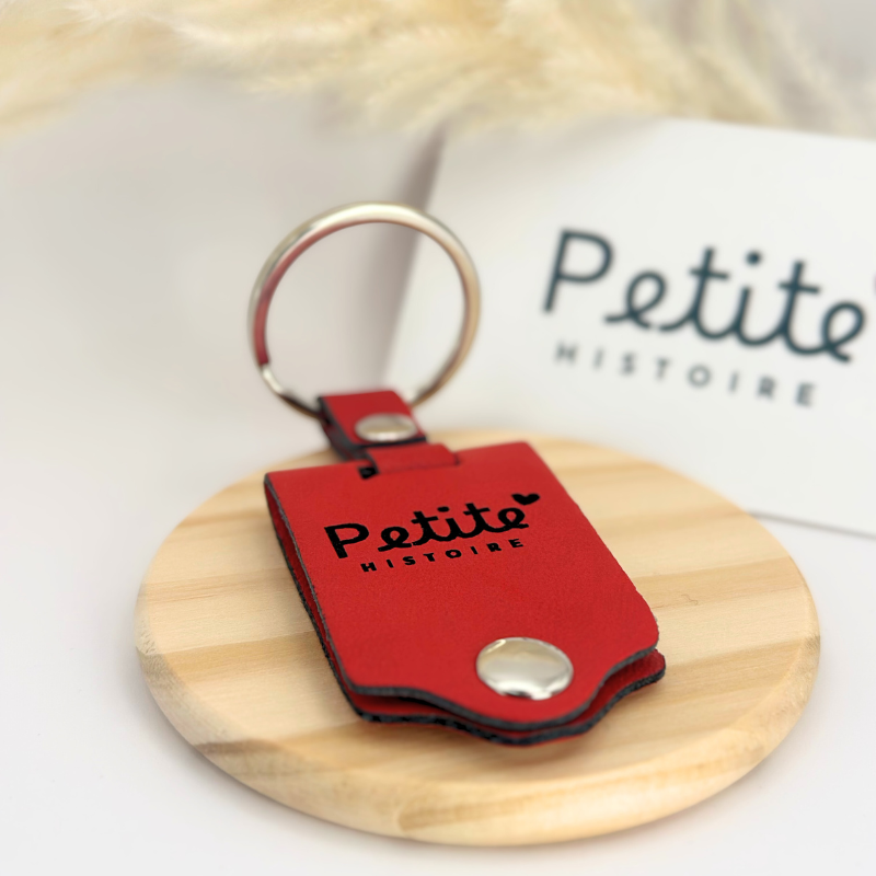Porte-clé personnalisé photo en cuir rouge