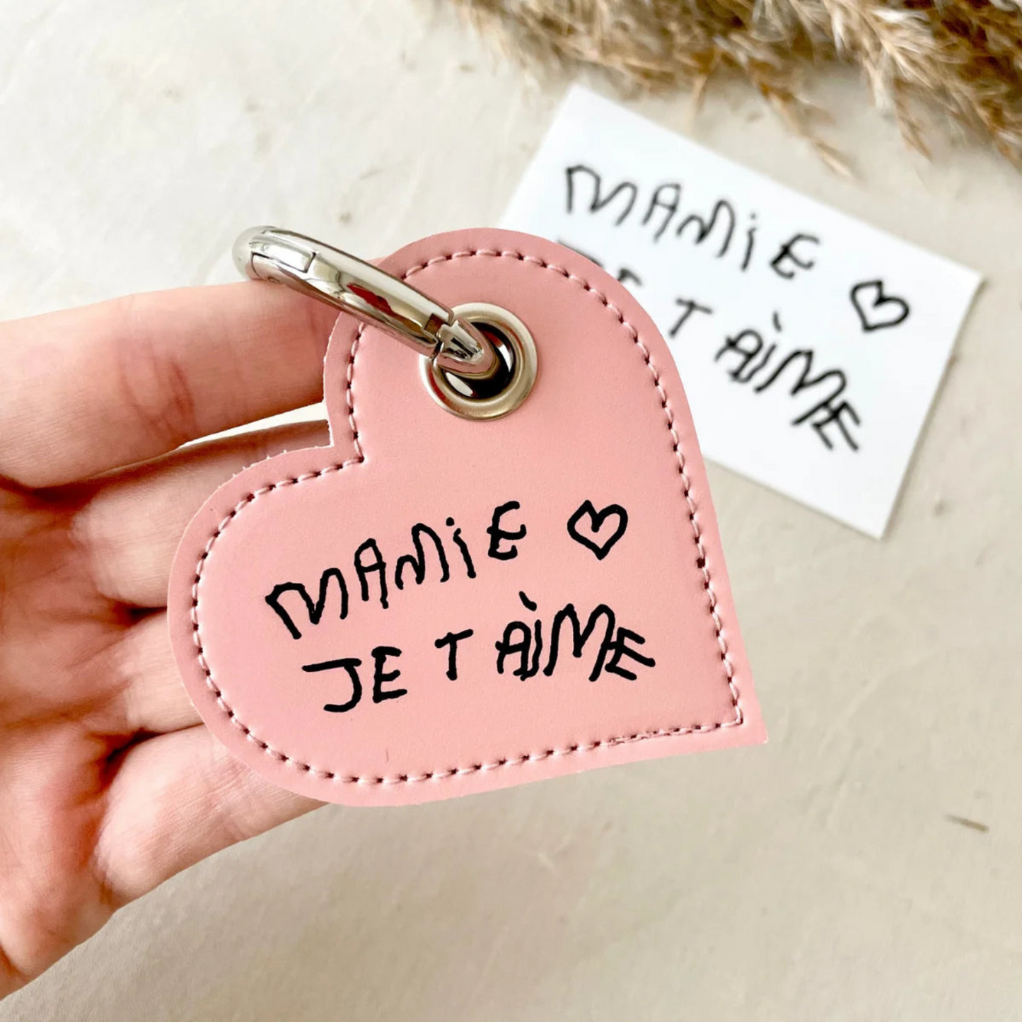 Porte-clés cœur personnalisé en cuir