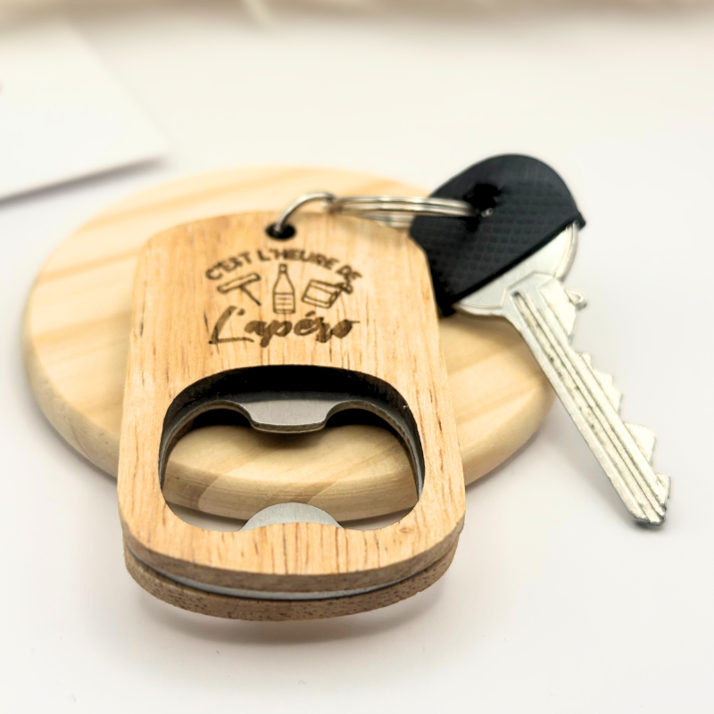 Porte-clé décapsuleur en bois
