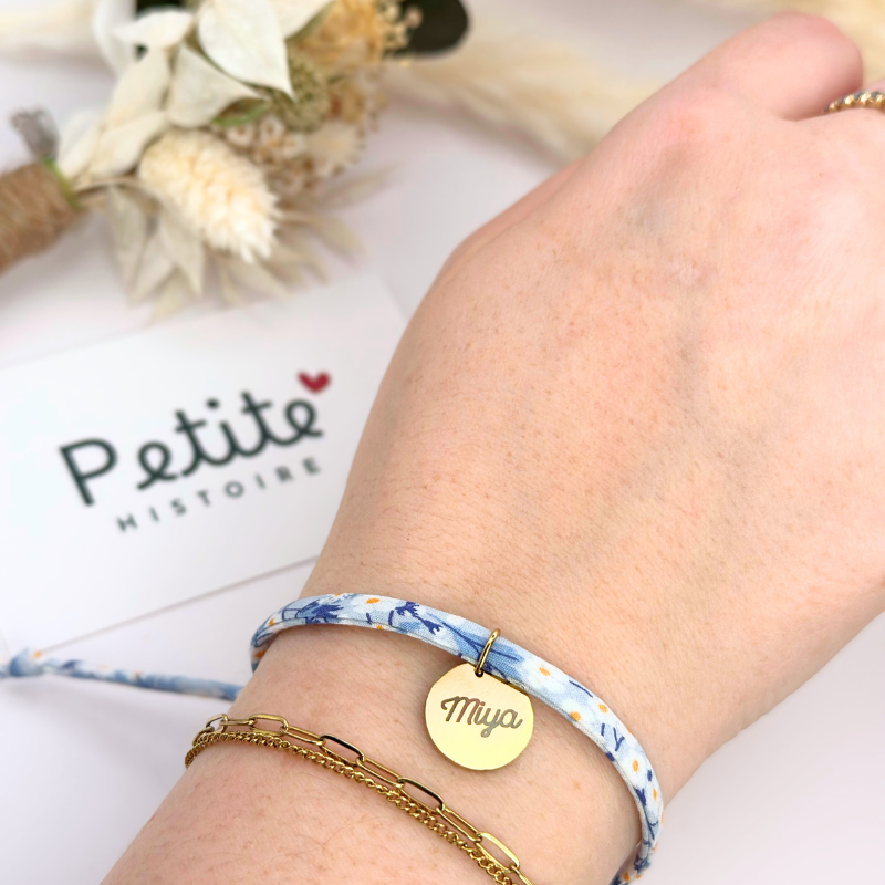 Bracelet Liberty &quot;Marguerite Azur&quot; – Plaqué or