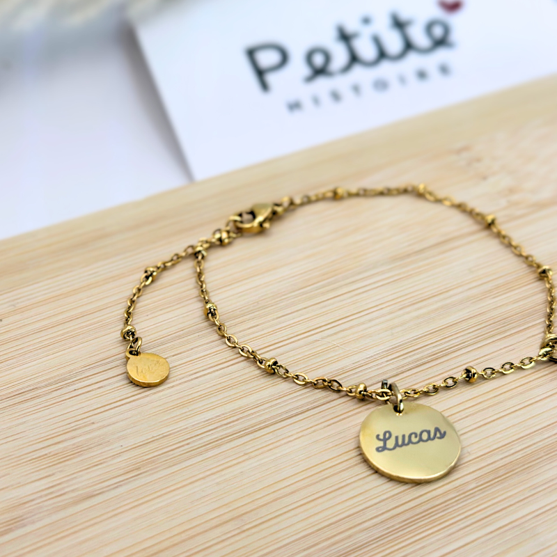 Bracelet 2 médailles personnalisables en plaqué or