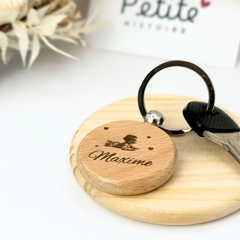 Porte-clés rond en bois 10mm