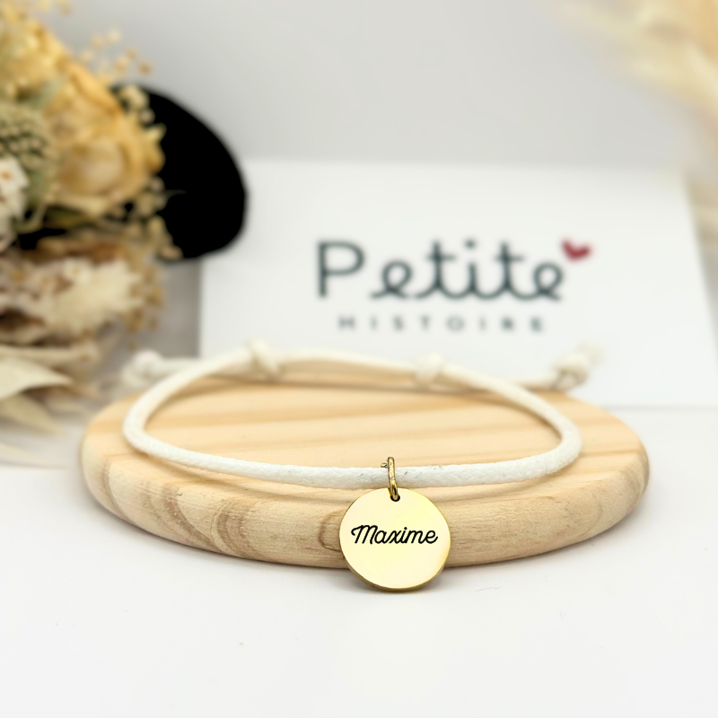 Bracelet en tissu “Blanc alpin” – Plaqué or