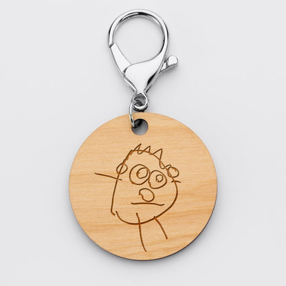 Porte-clés en bois gravé – dessin personnalisé