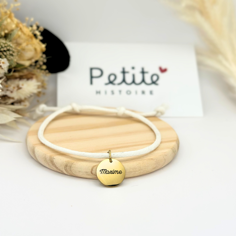 Bracelet en tissu “Blanc alpin” – Plaqué or