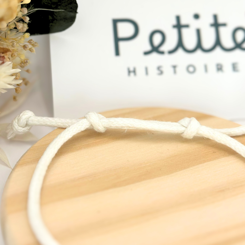 Bracelet en tissu “Blanc alpin” – Argent