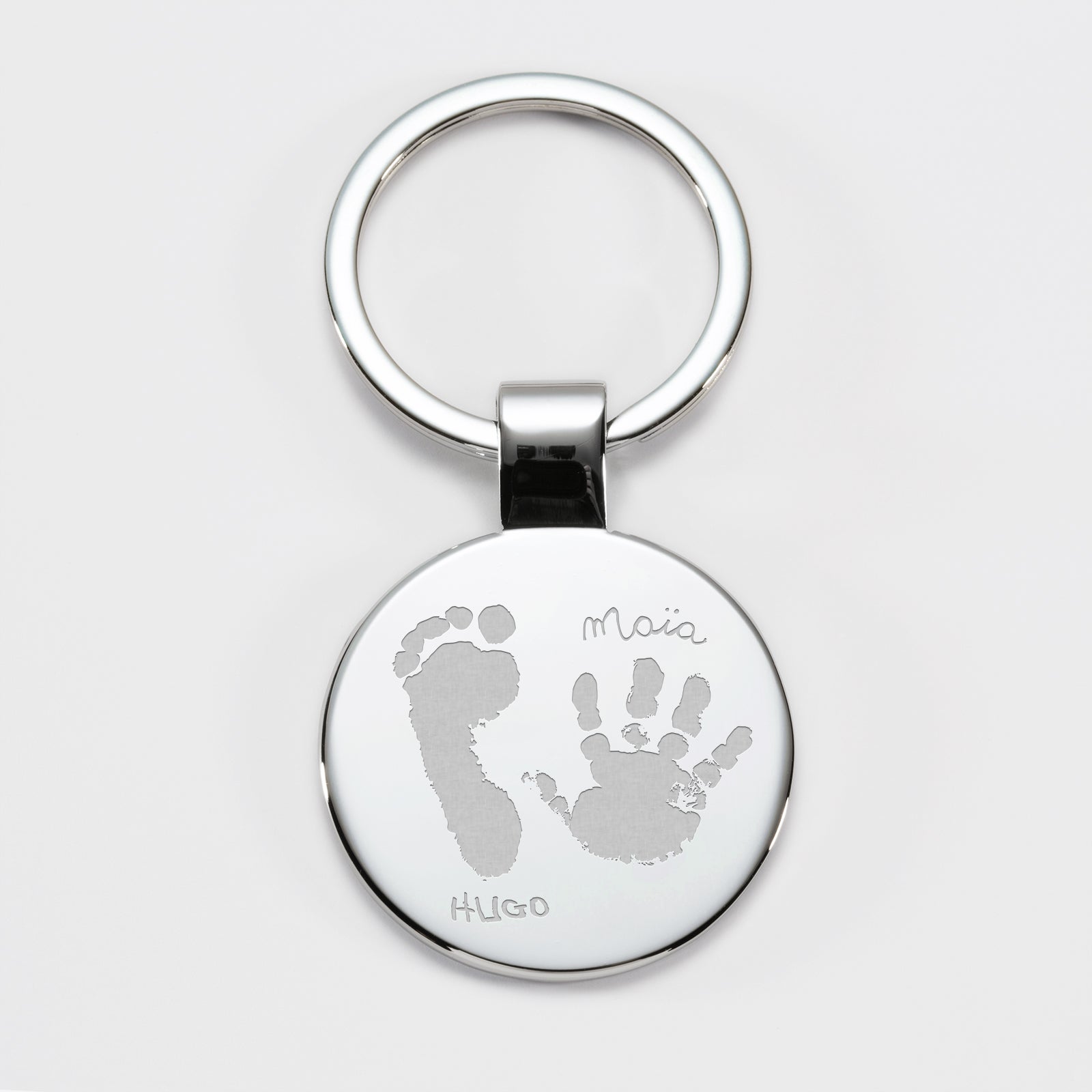 Porte-clés rond en acier inoxydable