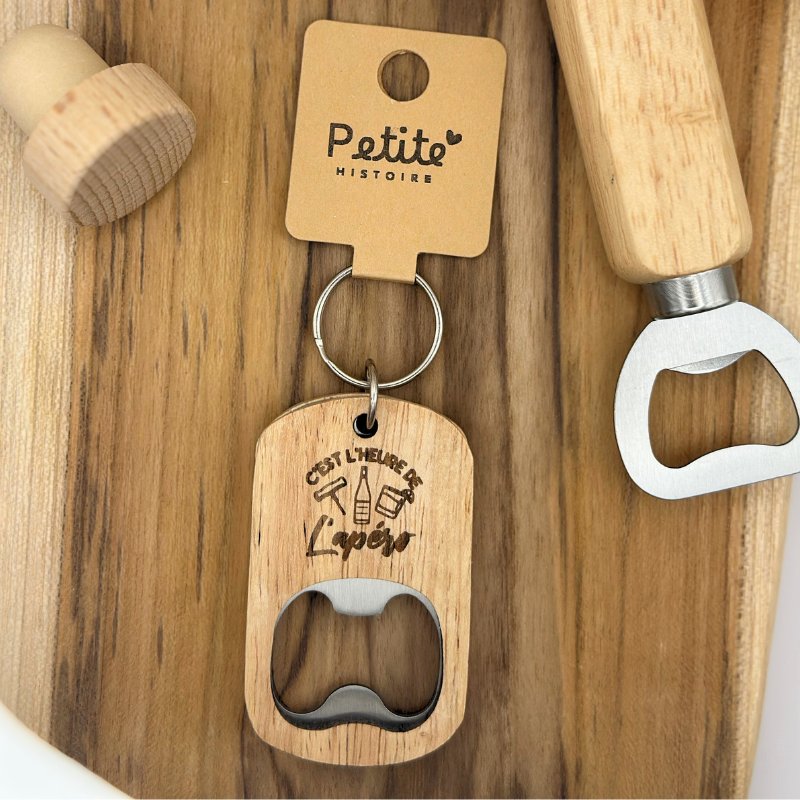 Porte-clé décapsuleur en bois