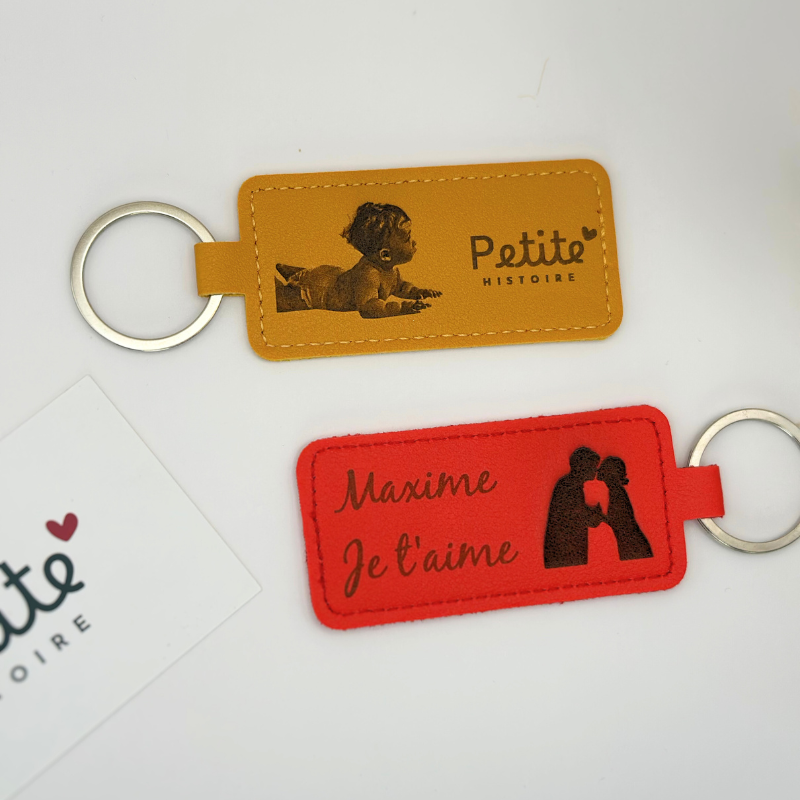 Porte-clés cuir rectangulaire