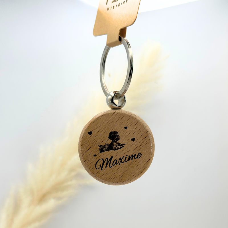 Porte-clés rond en bois 10mm