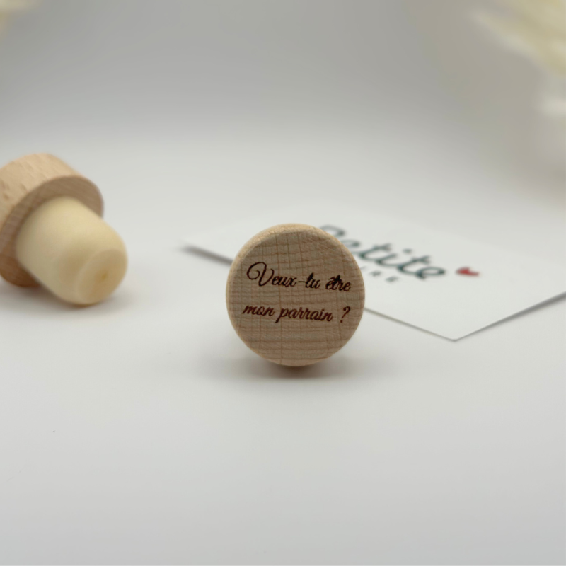 Bouchon de bouteille personnalisé bois gravé