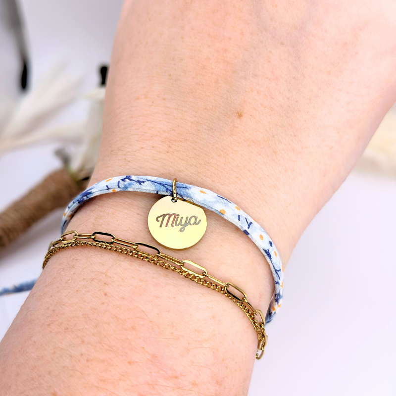 Bracelet Liberty &quot;Marguerite Azur&quot; – Plaqué or