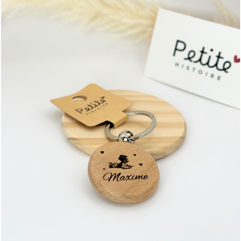 Porte-clés rond en bois 10mm