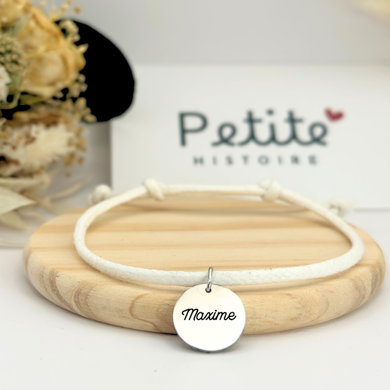 Bracelet en tissu “Blanc alpin” – Argent