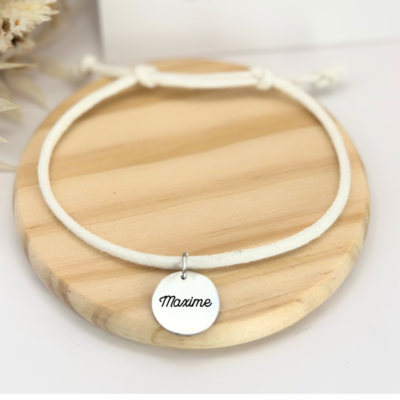 Bracelet en tissu “Blanc alpin” – Argent