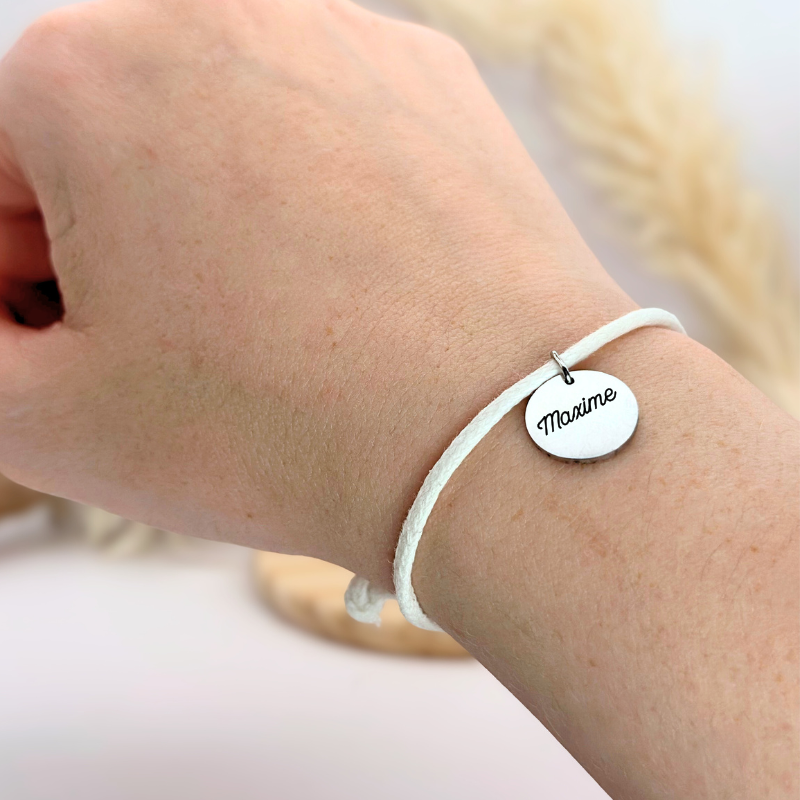 Bracelet en tissu “Blanc alpin” – Argent