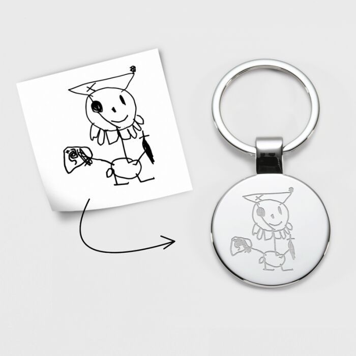 Porte-clés rond en acier inoxydable