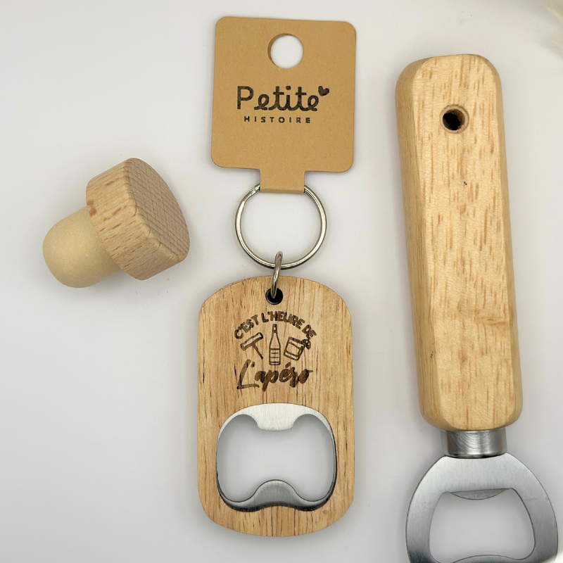 Porte-clé décapsuleur en bois