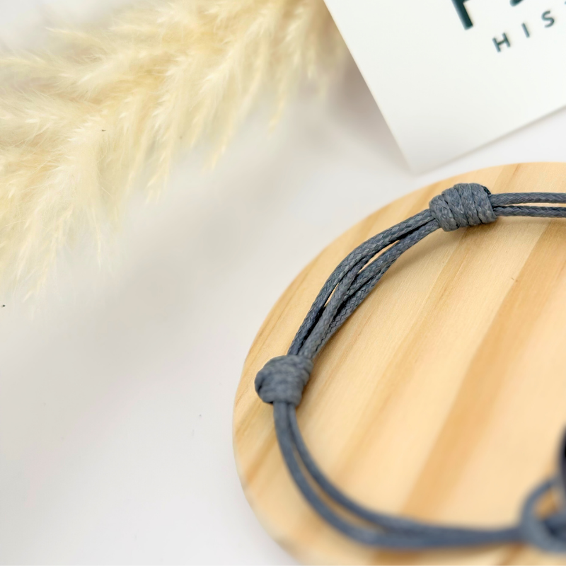 Bracelet personnalisé – Cible 15 mm – argent – Cordon gris