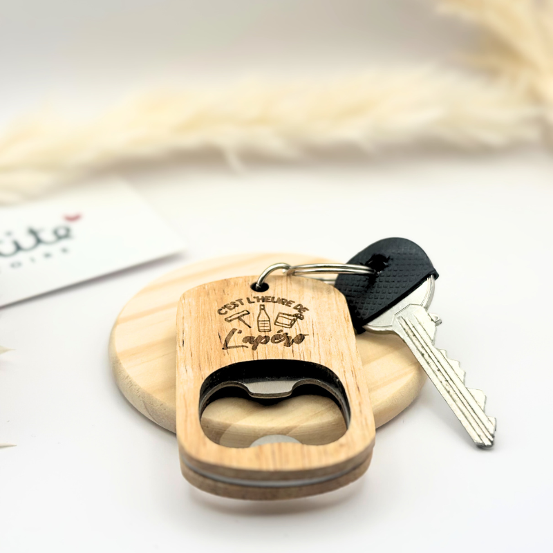Porte-clé décapsuleur en bois