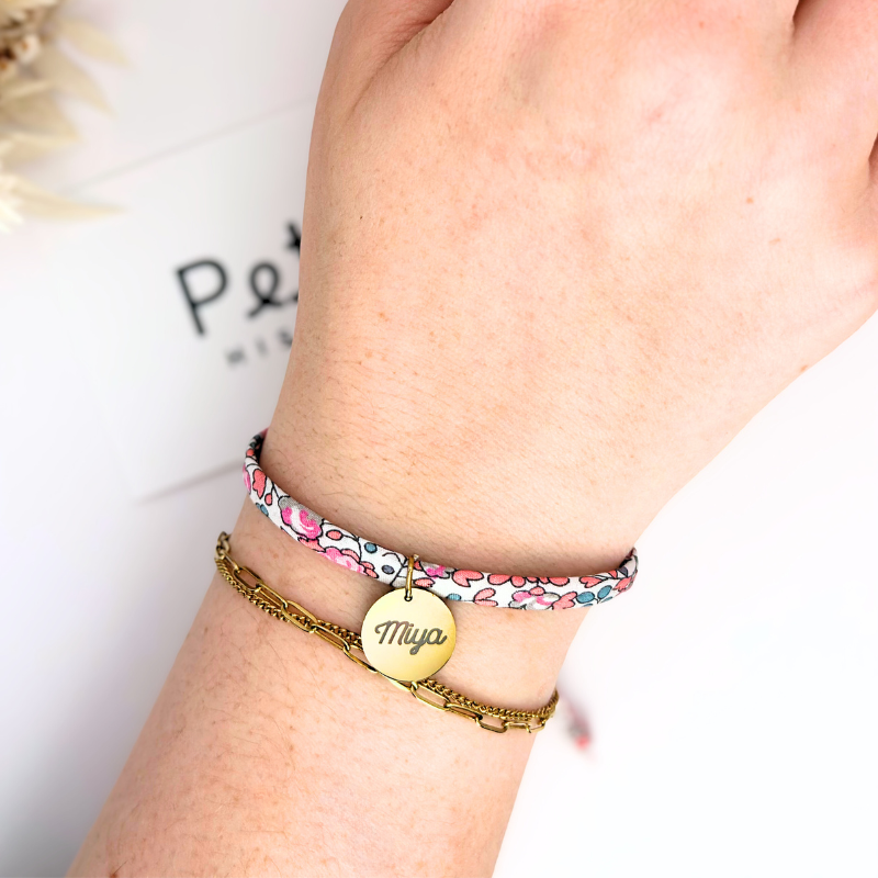Bracelet Liberty – Bouquet Pastel – plaqué or
