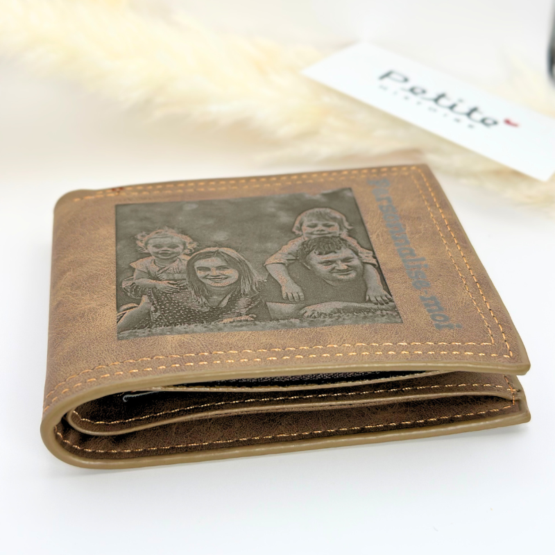 Portefeuille en daim personnalisé marron