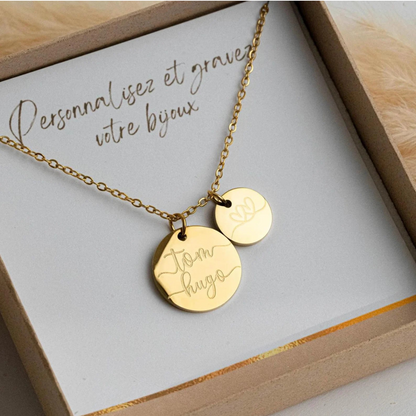 Collier médaille ronde - 15 mm