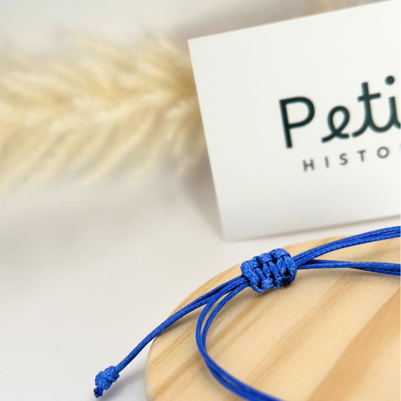 Bracelet personnalisé – Médaille ronde – Argent – Cordon bleu