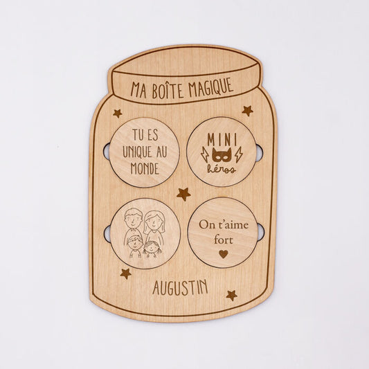 Planche "boîte magique" personnalisée bois
