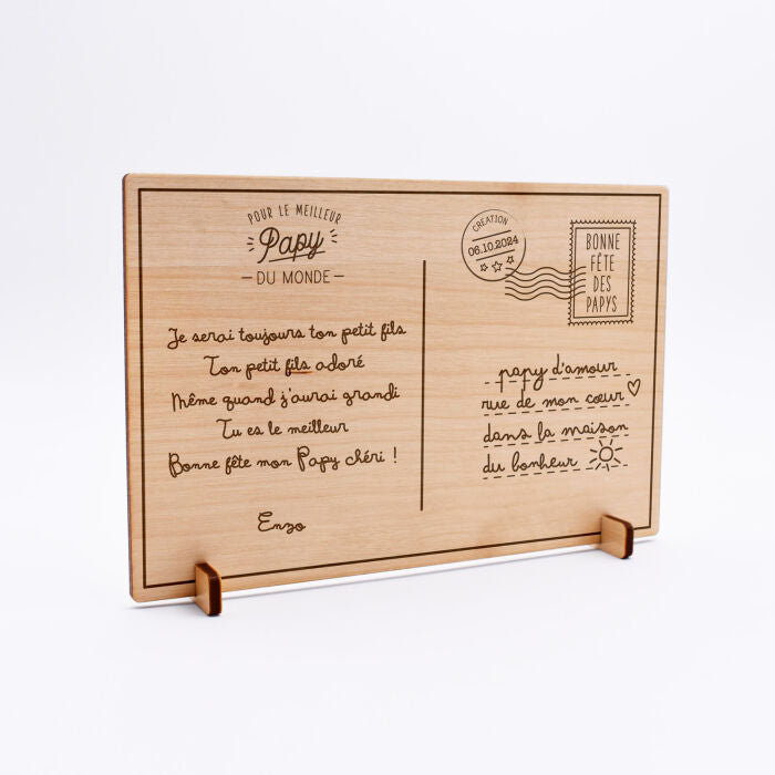 Cadre carte postale bois – Papy gravé